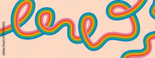 Groovy wavy stripe pattern in retro pastel rainbow colors. Psychedelic 70s aesthetic