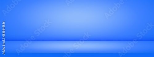 Soft blue studio room. Abstract light gradient backdrop. 