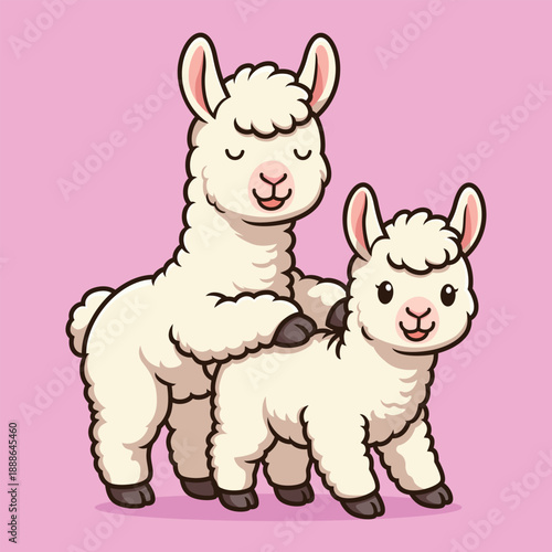 alpaca cudling make love illustration vector