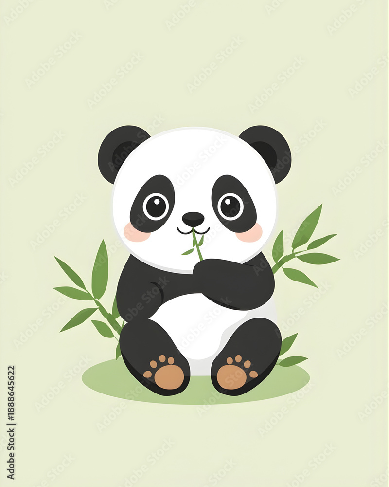 Obraz premium Cute Panda with Bamboo