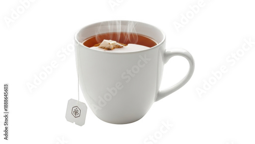 Steaming cup of tea isolated on transparent background