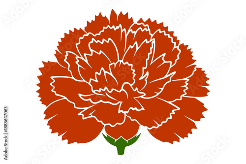 Red carnation flower head vector illustration isolated