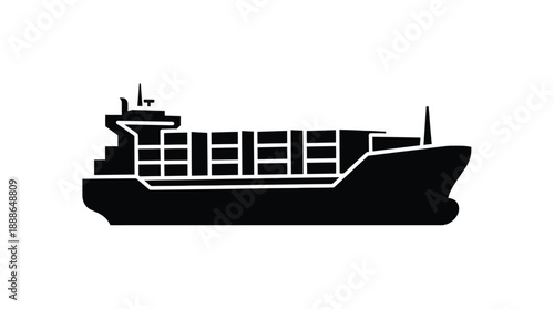 Black container ship graphic a striking maritime silhouette