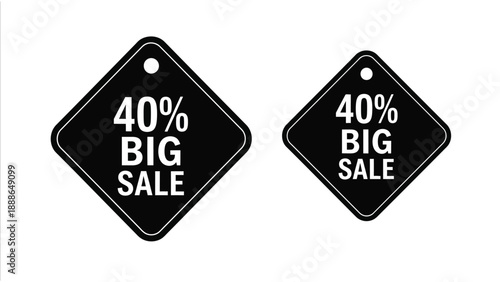 Two black diamond signs displaying a 40 big sale offer silhouette