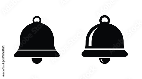 Two black bell icons displayed side by side simple silhouette