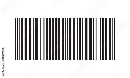 Barcode icon variation, vertical retail scan code symbol, minimal black and white business identification graphic