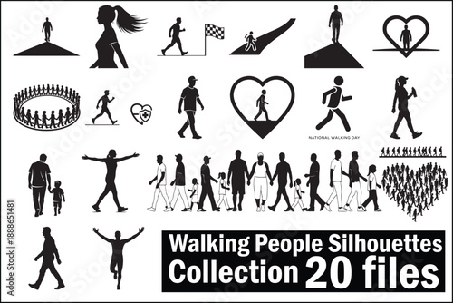 Walking People Silhouettes Collection