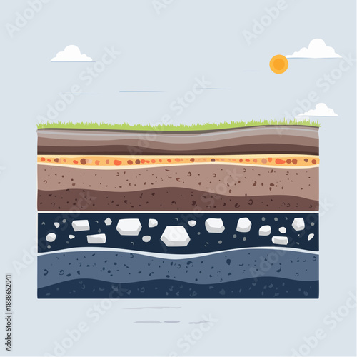 Cross sectional Vector Illustration of Earths Geological Layers