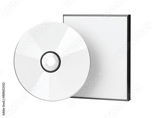 A blank silver disc and its white case, ready for content