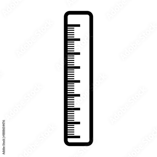 Simple black and white icon of a vertical ruler with measurement markings.