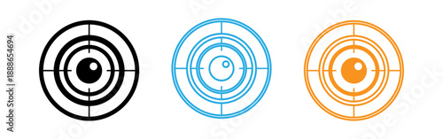 Target icons in black blue and orange on a white background