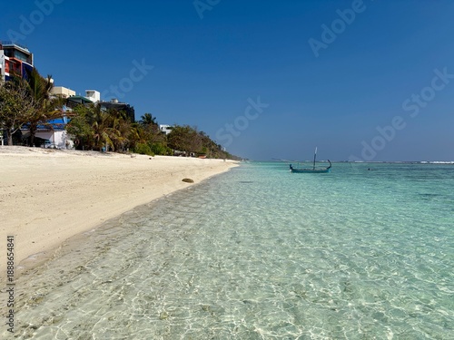 Hulhumalé beach Maldives with crystal clear turquoise water and white sand shoreline Hulhumale