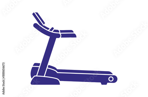 Flat style treadmill machine icon, illustrated in color
