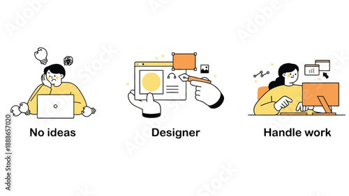 A frustrated woman struggling with creative block at her desk