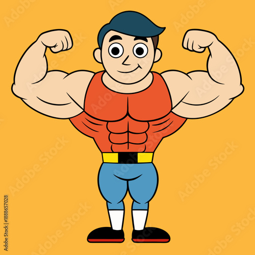 illustration of cartoon superhero bodybuilder
