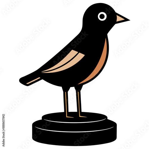 Creative Detailed Tabletop Bird Figurine Vector Illustration | Decorative Home Accent Artwork | Minimal Nature Sculpture Design