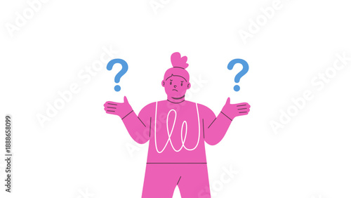 A cartoon person with question marks above their head looking confused