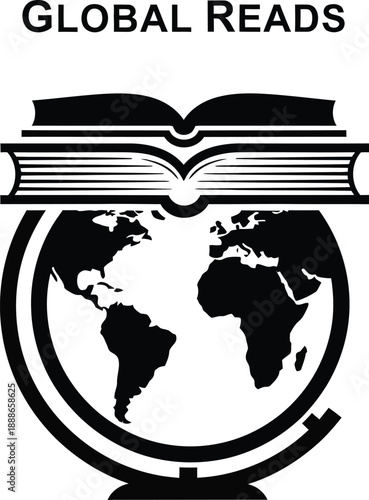 An open book with pages spanning across a globe, symbolizing global knowledge and education.