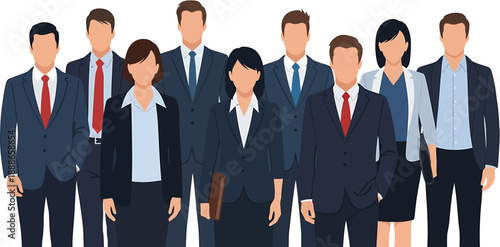 Diverse group of business professionals standing together, representing a modern corporate team and workforce collaboration, ready for success