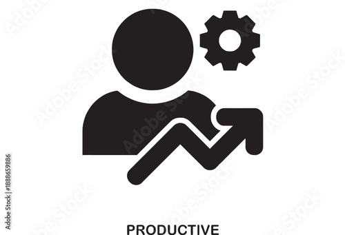 Wallpaper Mural Flat design icon of a person silhouette with an upward trending graph and a gear symbol, representing productivity and business growth on white background Torontodigital.ca
