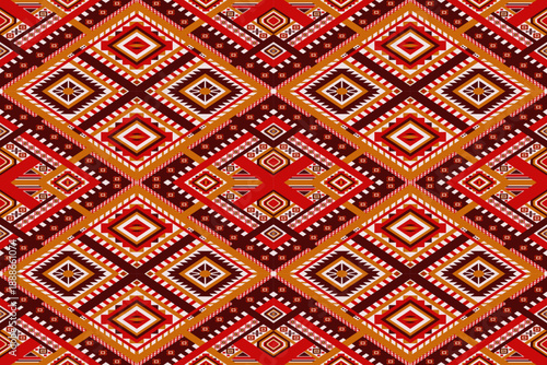 Red Native Geometric Abstract Ethnic Pattern.
