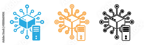 Network connection icons with server and database