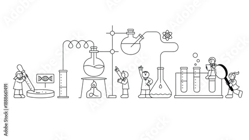 A group of children in lab coats conducting fun science experiments together