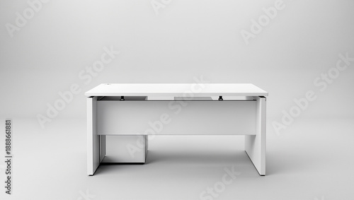Modern white desk creates a minimalist workspace for productivity