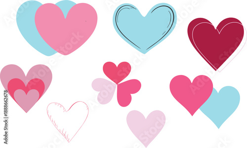 set of vector hearts