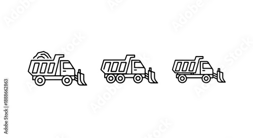 Snow Plow Truck Icons: Heavy Duty Vehicles for Snow Removal and Winter Road Maintenance