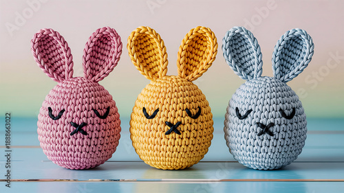 Colorful Crocheted Easter Bunnies