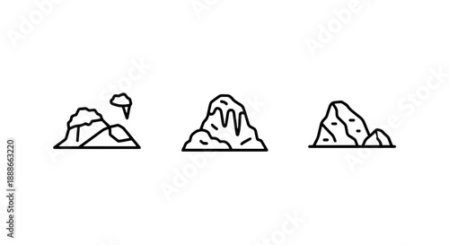 Mountain Icons: Diverse Peaks for Landscape, Adventure, and Outdoor Themes