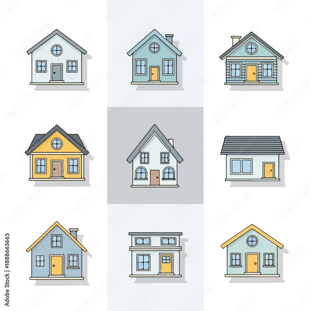 Fototapeta premium Assorted Cozy House Illustrations
