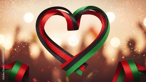 heart ribbon, black history month celebration, love concept
