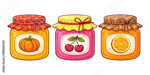 Assortment of homemade jam and preserve jars