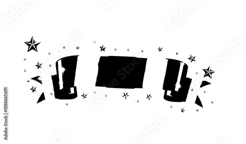 Elegant gold ribbon banner with sparkling stars vector for luxury, celebration, and festive design