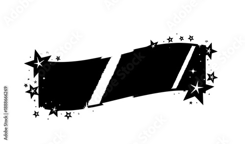 Festive curved gold banner with twinkling stars vector for celebration and party designs