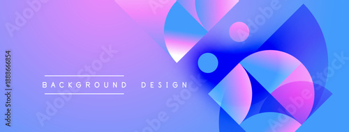 Abstract gradient background. Overlapping circles create dynamic visual effect. Purple, blue hues dominate composition. Modern design element.