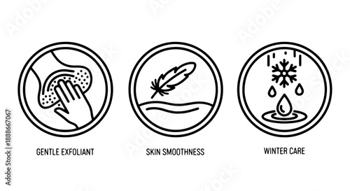 Gentle Exfoliant and Skin Smoothness Icons for Winter Skincare and Body Care Routines