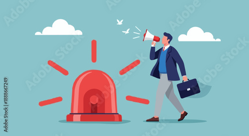 Warning Alert and Business Man