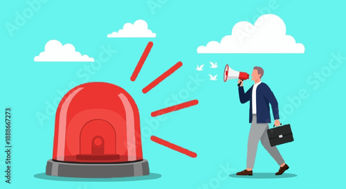 Warning Alert And Business Man