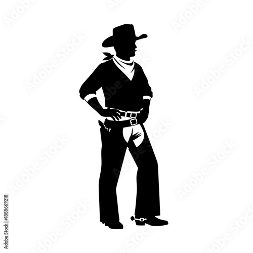 Silhouette Cowboy with Gun and Bandana - Western Icon