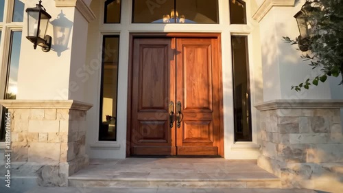 Entrance of a Luxurious Beverly Hills Home - The video captures the grand entrance of a luxurious single-family home in Beverly Hills.