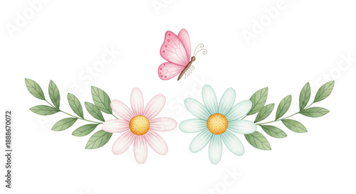 Spring Butterfly & Daisy Border for Greeting Cards, Invitations, and Sweet Designs
