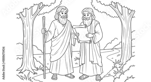 Two Men Discussing Scroll Outdoors, Inspiring Collaboration and Guidance for Business Growth