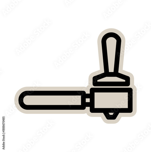 Coffee portafilter and tamper scrapbook, doodle, sticker, collage, icon: hand drawn illustration of espresso maker tool for professional barista equipment, cafe, brewing, machine, sticker