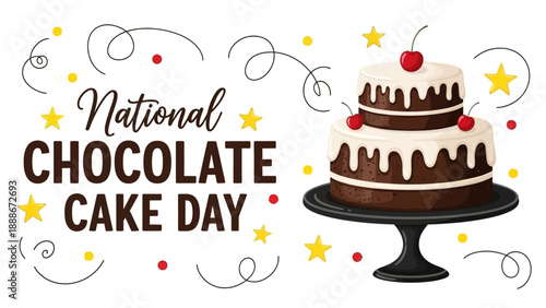 International Chocolate Cake Day Typography with Cake
