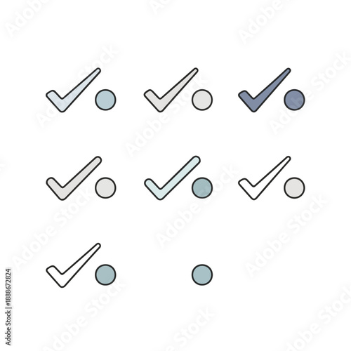 Check marks with circular indicators