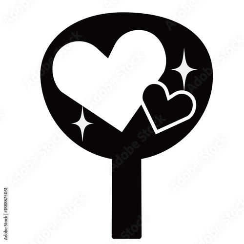 ハートのデコレーションが施された応援うちわ