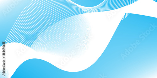Smooth stylish blue wave background, Abstract white wavy glowing lines on a blue background. Futuristic digital high-technology pattern. Health Care concept. Vector illustration